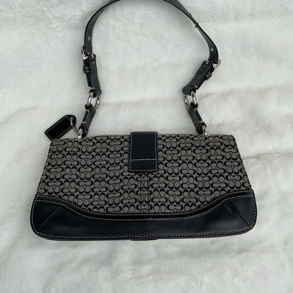 Coach SOHO Vintage Black and Gray Signature Canvas Shoulder Bag - Picture 2 of 5